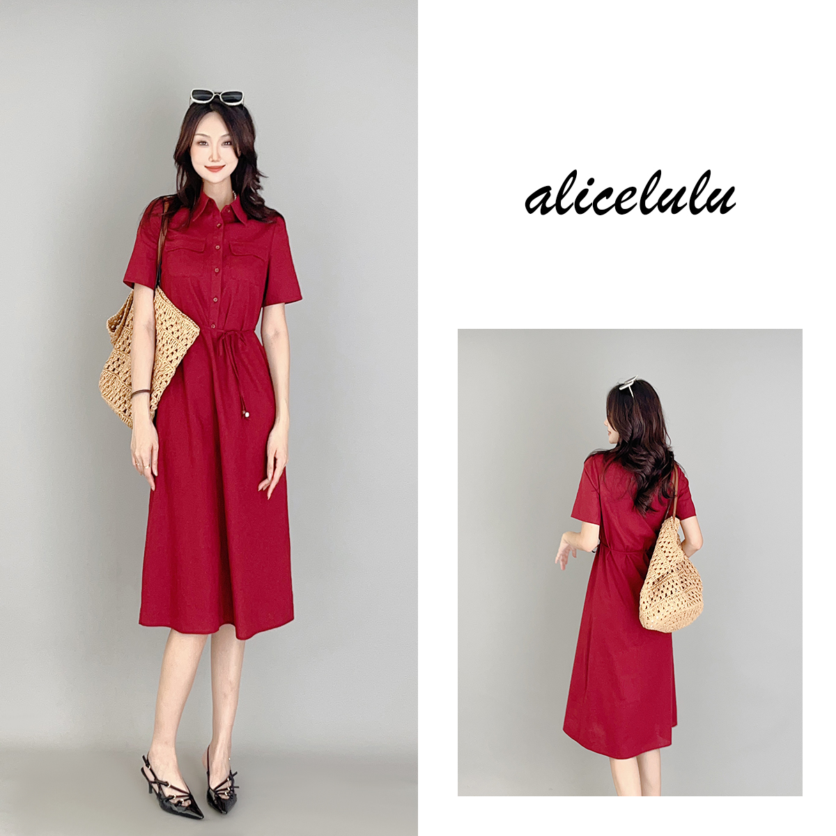 2ALICE“一眼沉醉”连衣裙呼吸透气优雅系带S2138487B