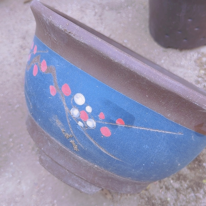 紫砂蓝富贵点彩大花盆花盆