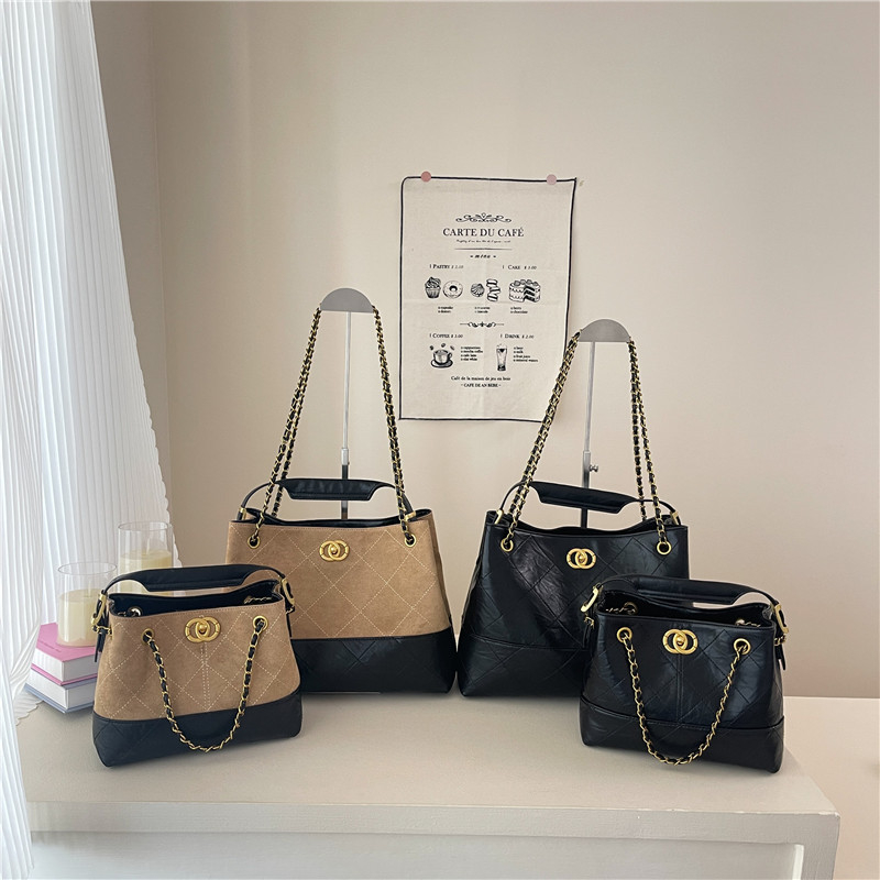 【流金岁月】2小香风复古托特包2025新款撞色链条腋下百搭手提女包