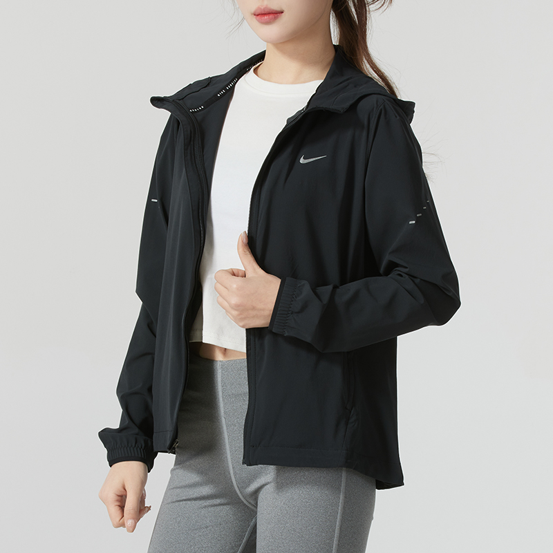 NIKE耐克梭织夹克女装2025新款连帽休闲上衣黑色健身潮外套HQ0651