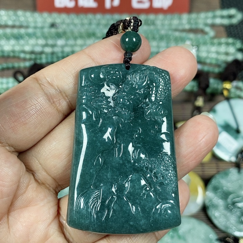 【闪购商品】翡翠颈饰未镶嵌玉吊坠翡翠玉随性山水龙牌