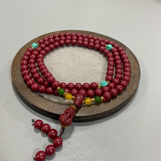 含辰砂工艺品V357辰砂手串圆珠卡0.8多圈手串（合成）