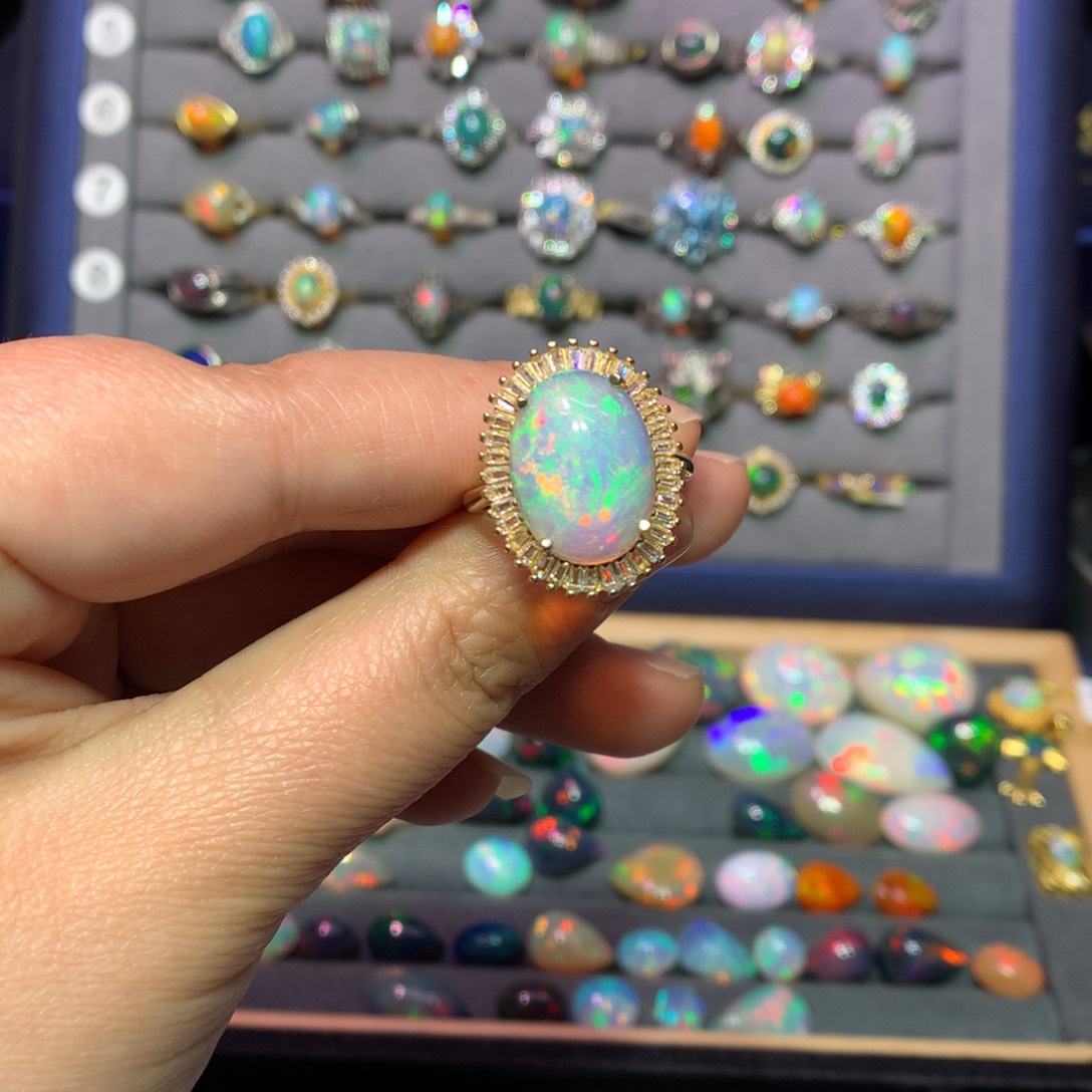 欧泊戒指款式银S925镶嵌小****版