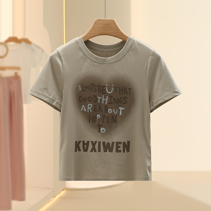 【ka】钉珠时尚爱心印花短袖T恤2025夏季商场专柜品牌女装