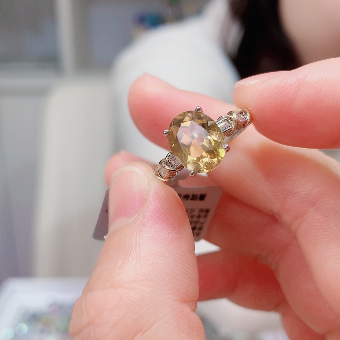 黄晶戒指银S925镶嵌用****7戒指超美