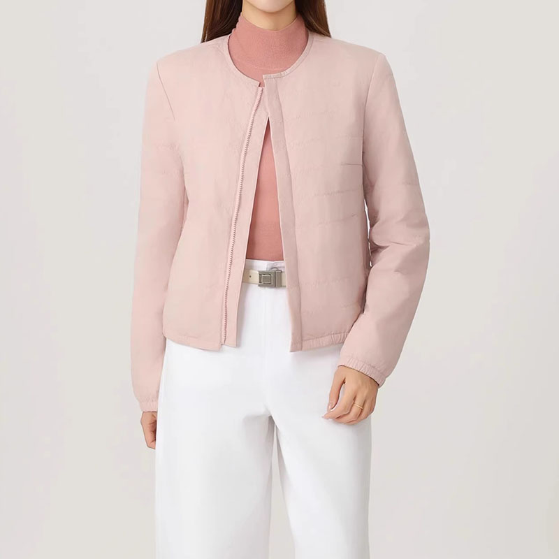 商场同款2025春秋横条舒适绗缝棉服外套小个子轻薄棉衣上衣540048