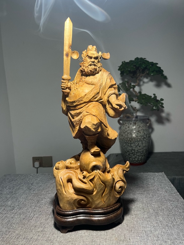 金丝楠手工清刀精雕钟馗大号香炉摆件