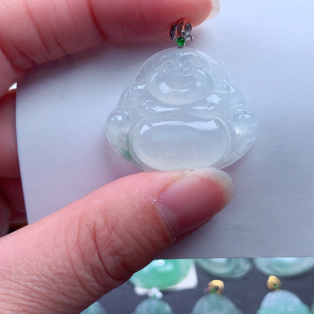 翡翠吊坠(不含链)18K金镶嵌
