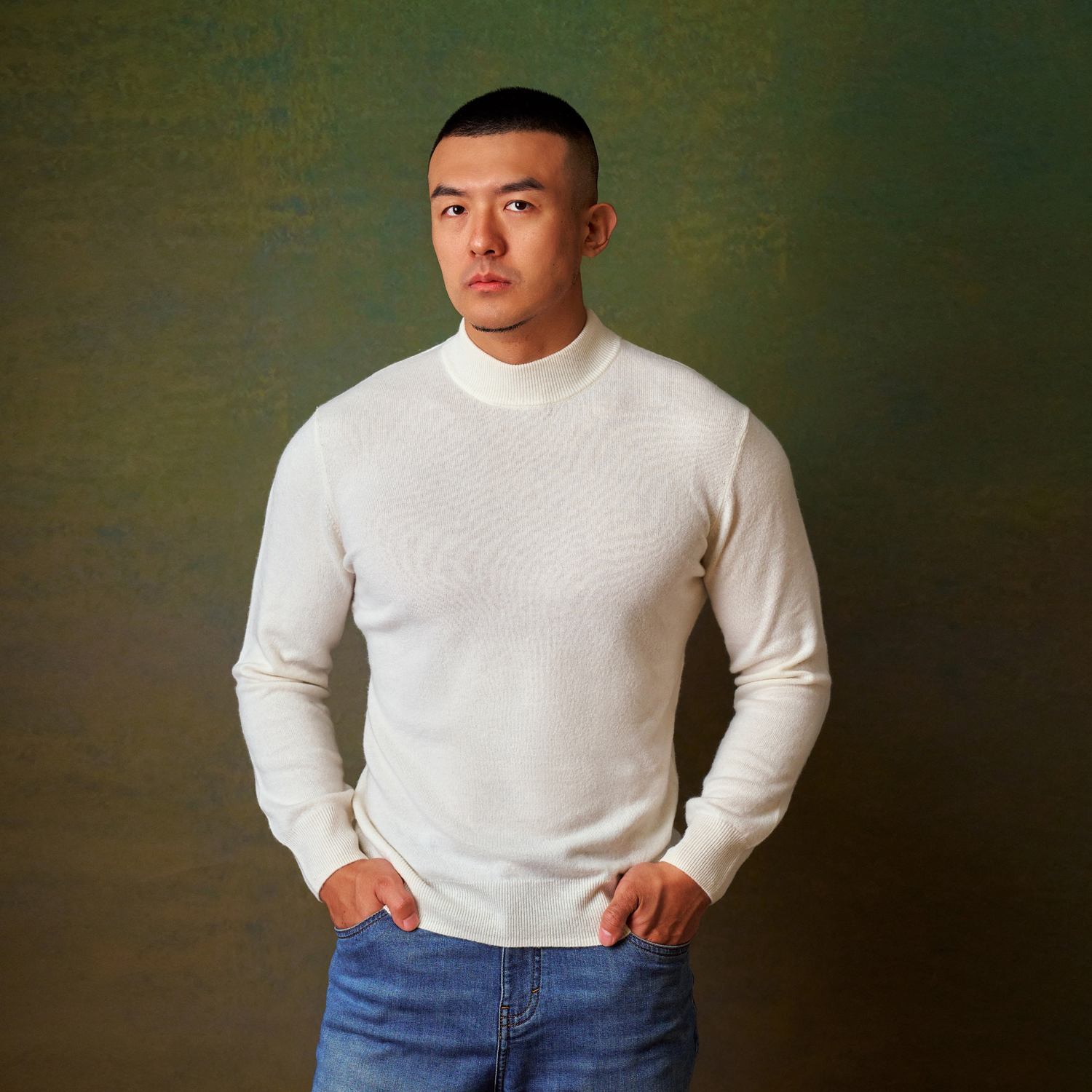 半高领山羊绒羊毛针织衫套头毛衣多色保暖秋冬长袖舒适休闲时尚男