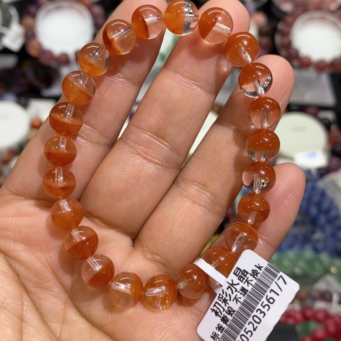 水晶手串未镶嵌红兔毛聚宝盆