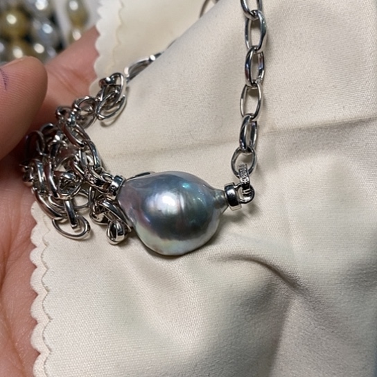 海水珍珠颈饰银S925镶嵌15-16