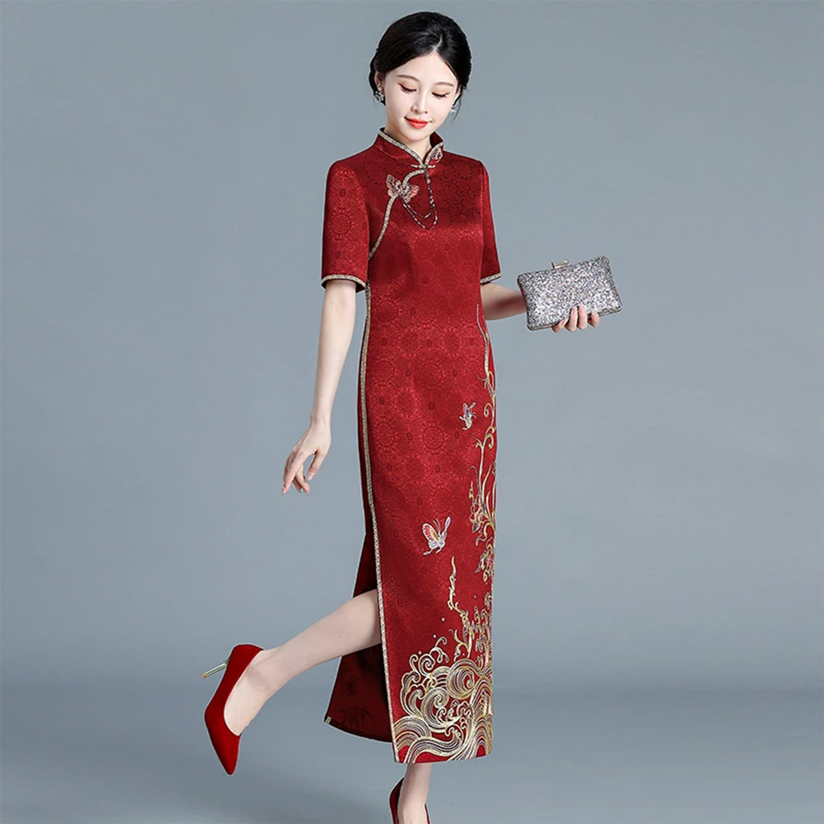 14-中国风旗袍喜婆婆婚宴装新中式婚礼妈妈礼服喜服秋季礼服宴