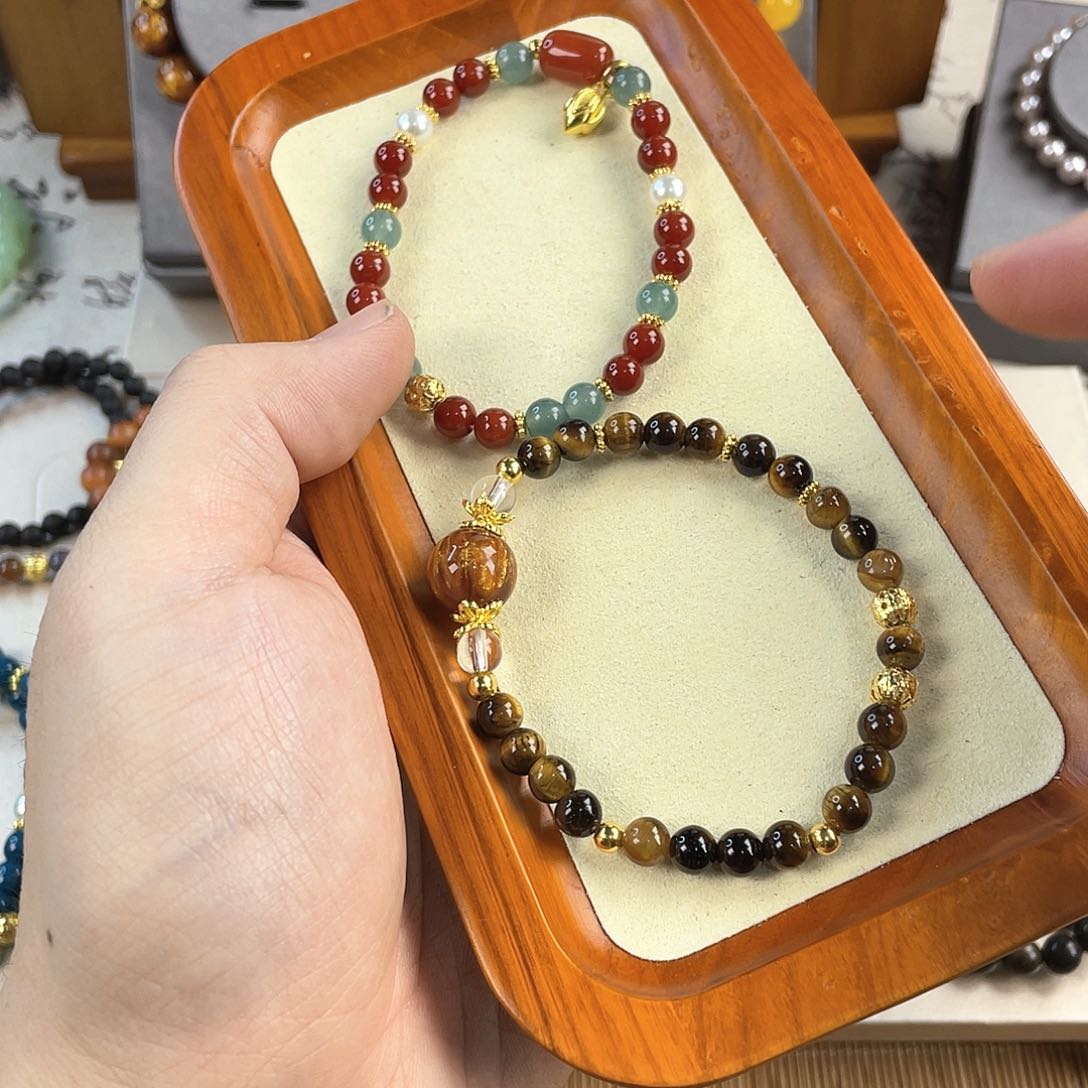 针钠钙石手饰银S925镀金镶嵌