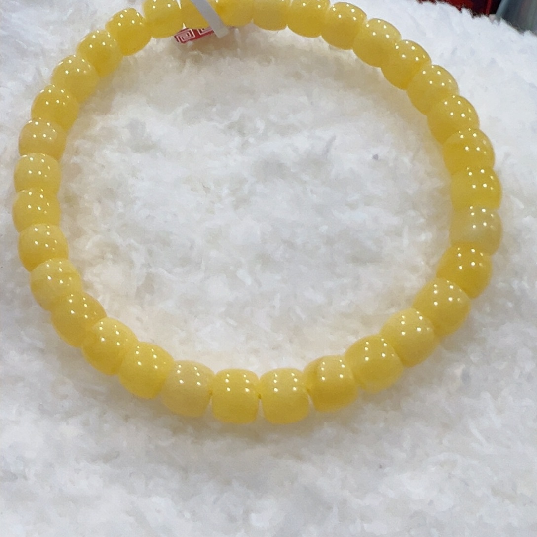 蜜蜡手链未镶嵌6.5m鸡油黄福利漏