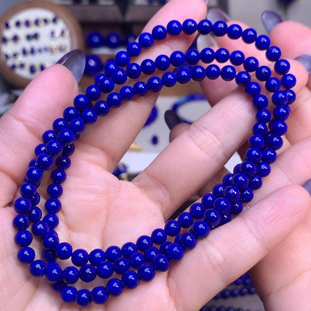 陆***崟青金石未镶嵌5.3m克莱因蓝顶品长链