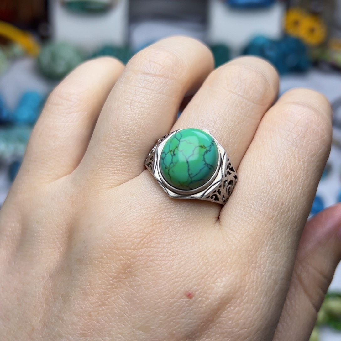 绿松石珠宝奇石银S925镶嵌