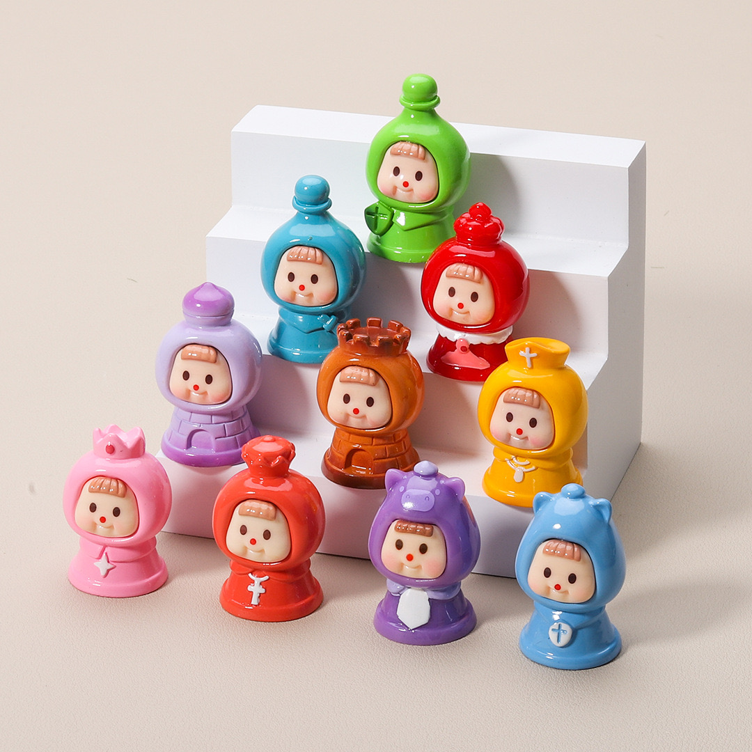 【清库存＋拆2、双许愿九宫格】国际象棋妹妹 DIY配件 树脂摆件对对碰