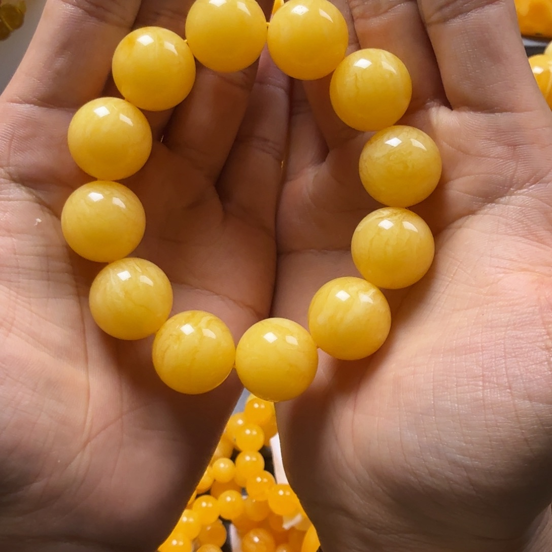 琥珀珠宝奇石未镶嵌执**心同料19mm