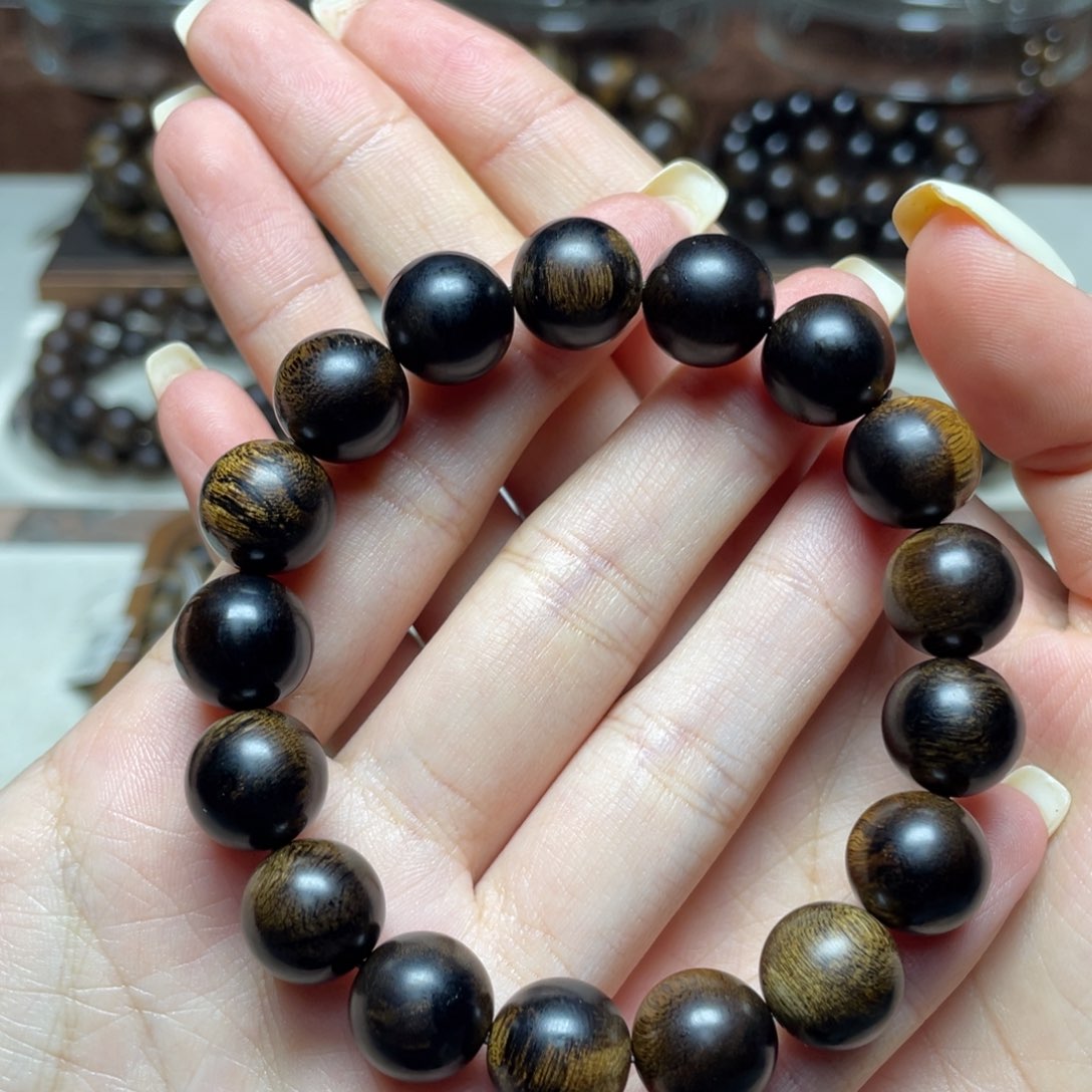 沉香手串坦*越南芽庄白奇楠玉化矿化瘤疤1.2单圈