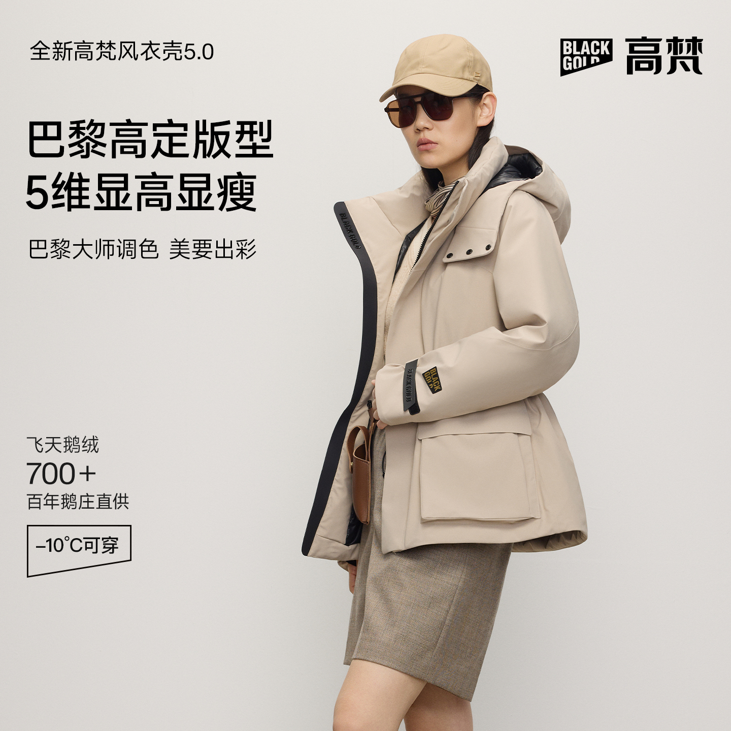 【高梵黑金鹅绒服】风衣壳5.0女装短款奢华户外琥珀流光风休闲90绒