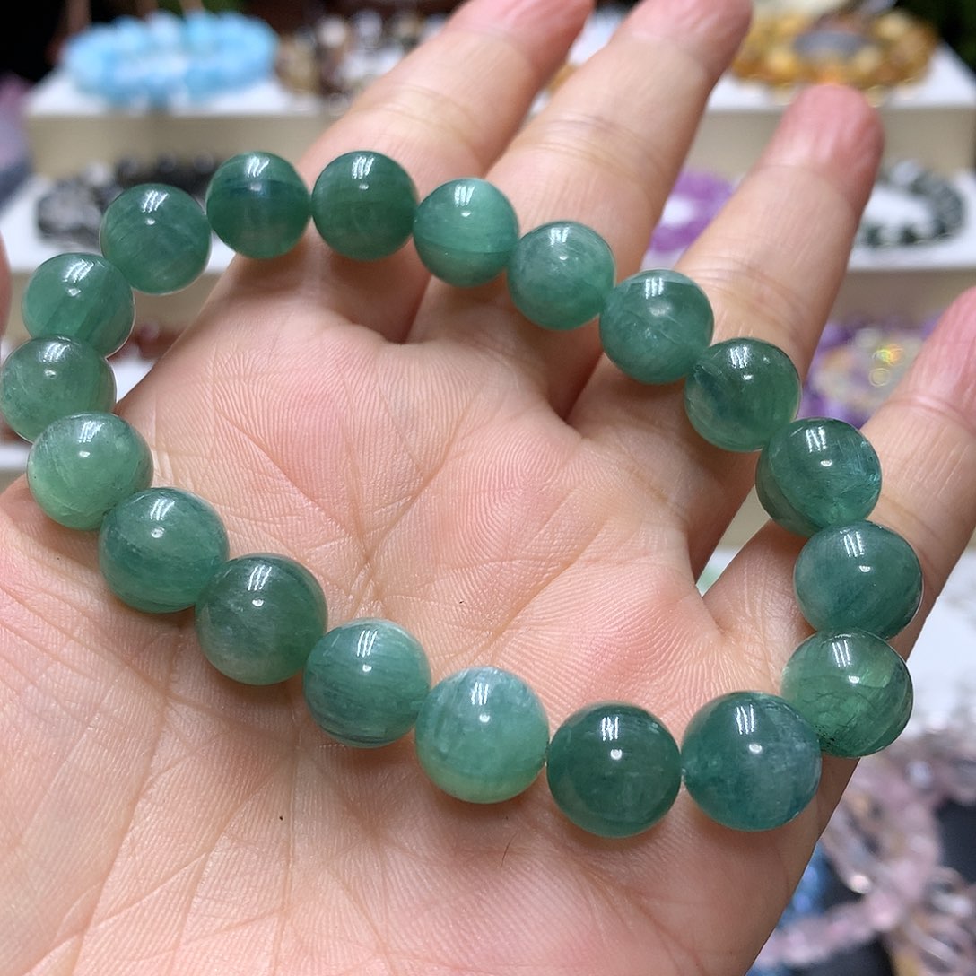 水晶手链未镶嵌天然蓝绿晶