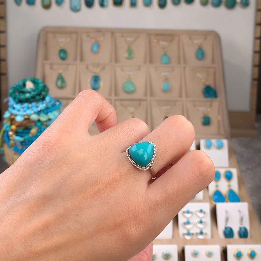 绿松石银S925镶嵌戒指