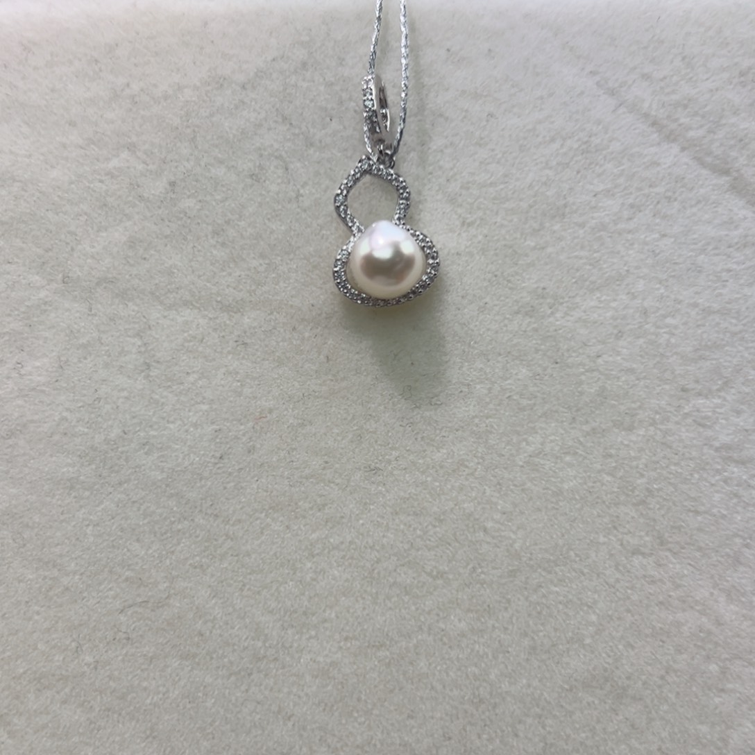 吊坠(不含链)银S925镶嵌海水珍珠7.5mm海水Ak万能扣