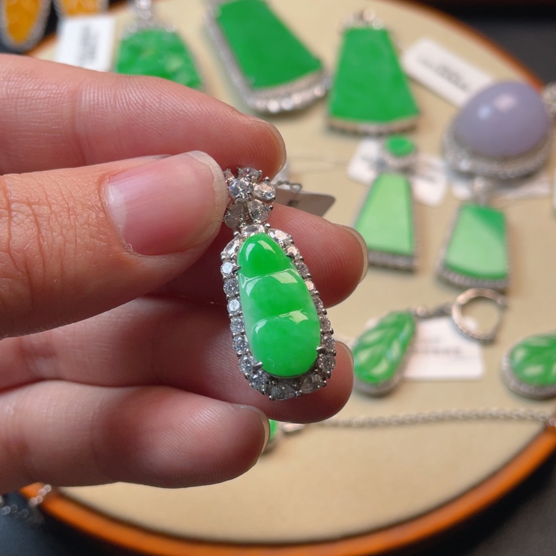 翡翠吊坠(不含链)银S925镶嵌