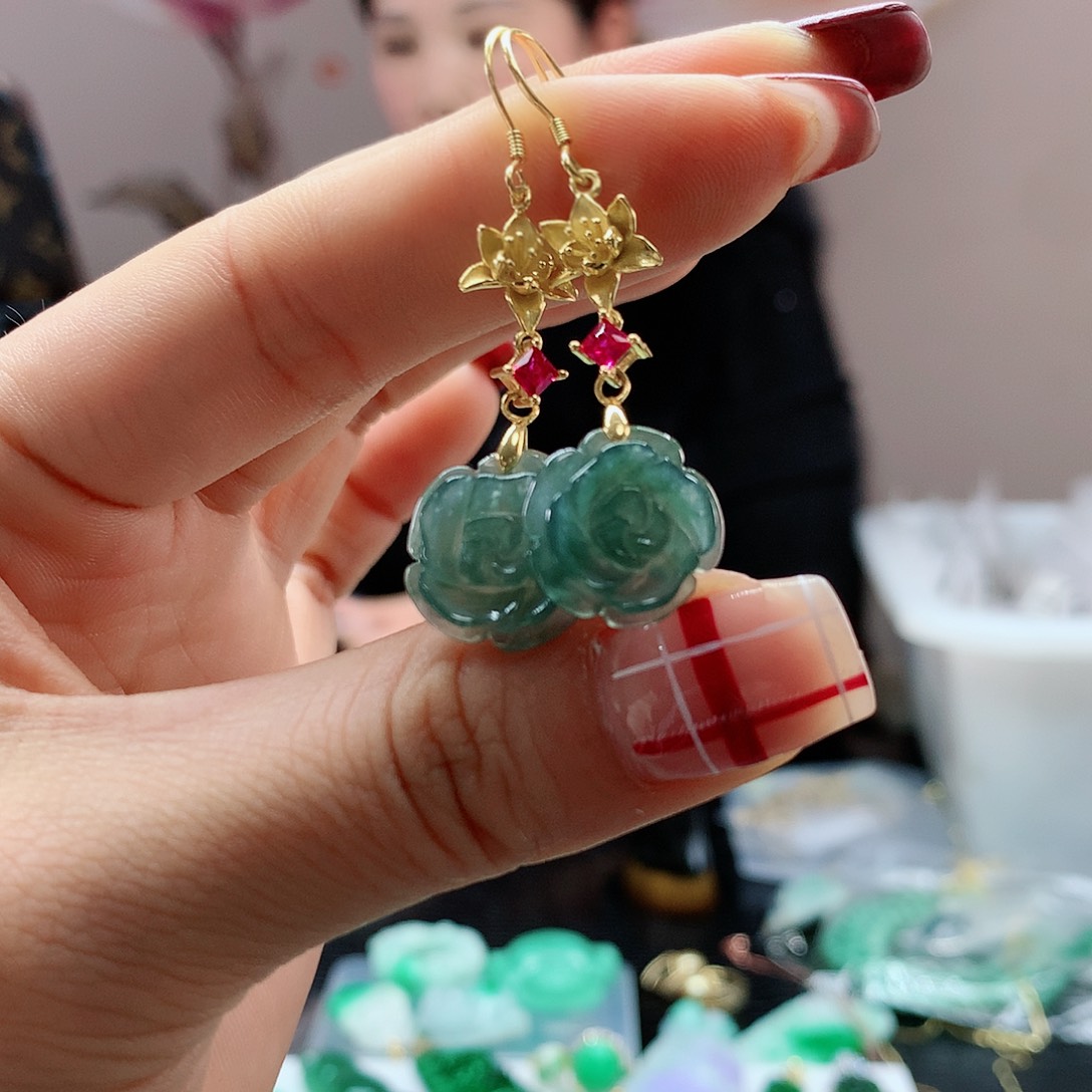 【闪购商品】翡翠耳饰银S925镶嵌，