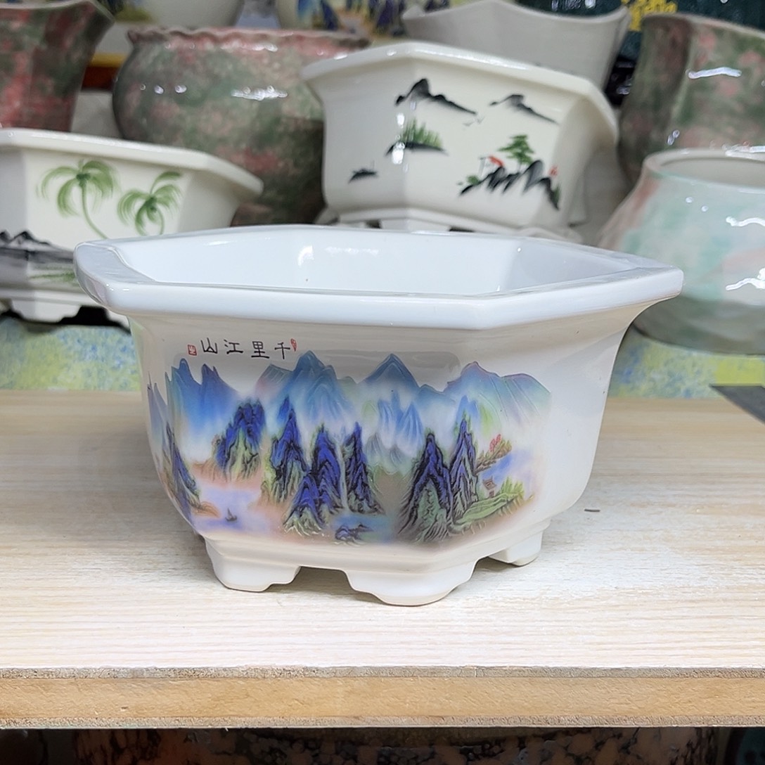 陶瓷绿植多肉微瑕花盆外口径：15*9.5