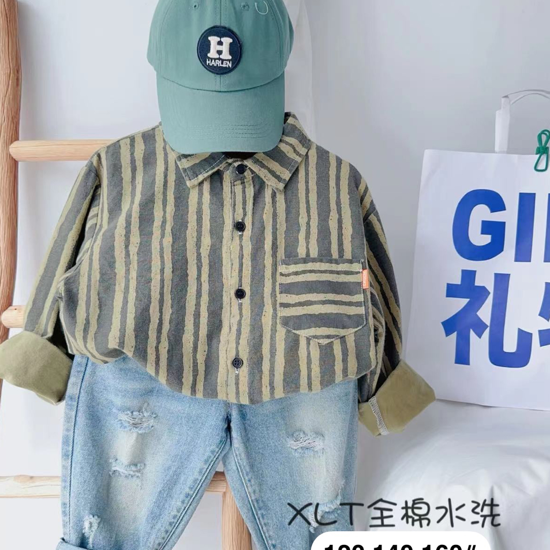 8612/8561/3款中大童轩乐童男童衬衣时尚百搭衬衫儿童全棉