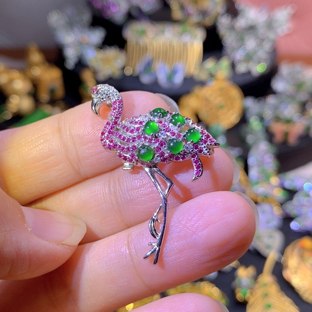 吊坠(不含链)银S925镶嵌翡翠