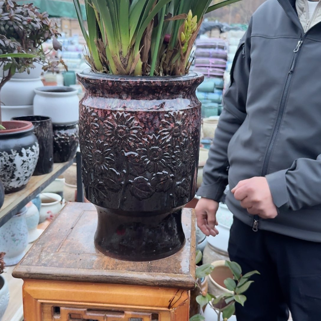 紫砂花盆口21高31（一个红色太阳花大号