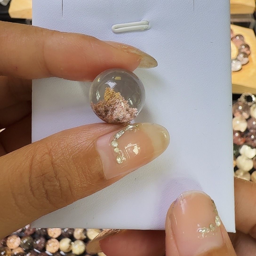 猪***妈未镶嵌珠宝半成品水晶15.1mm幽灵水晶单珠（定制不退换）