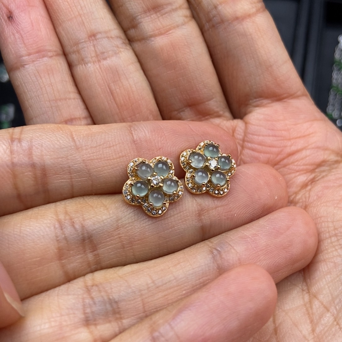 *****翡翠银S925镶嵌耳饰