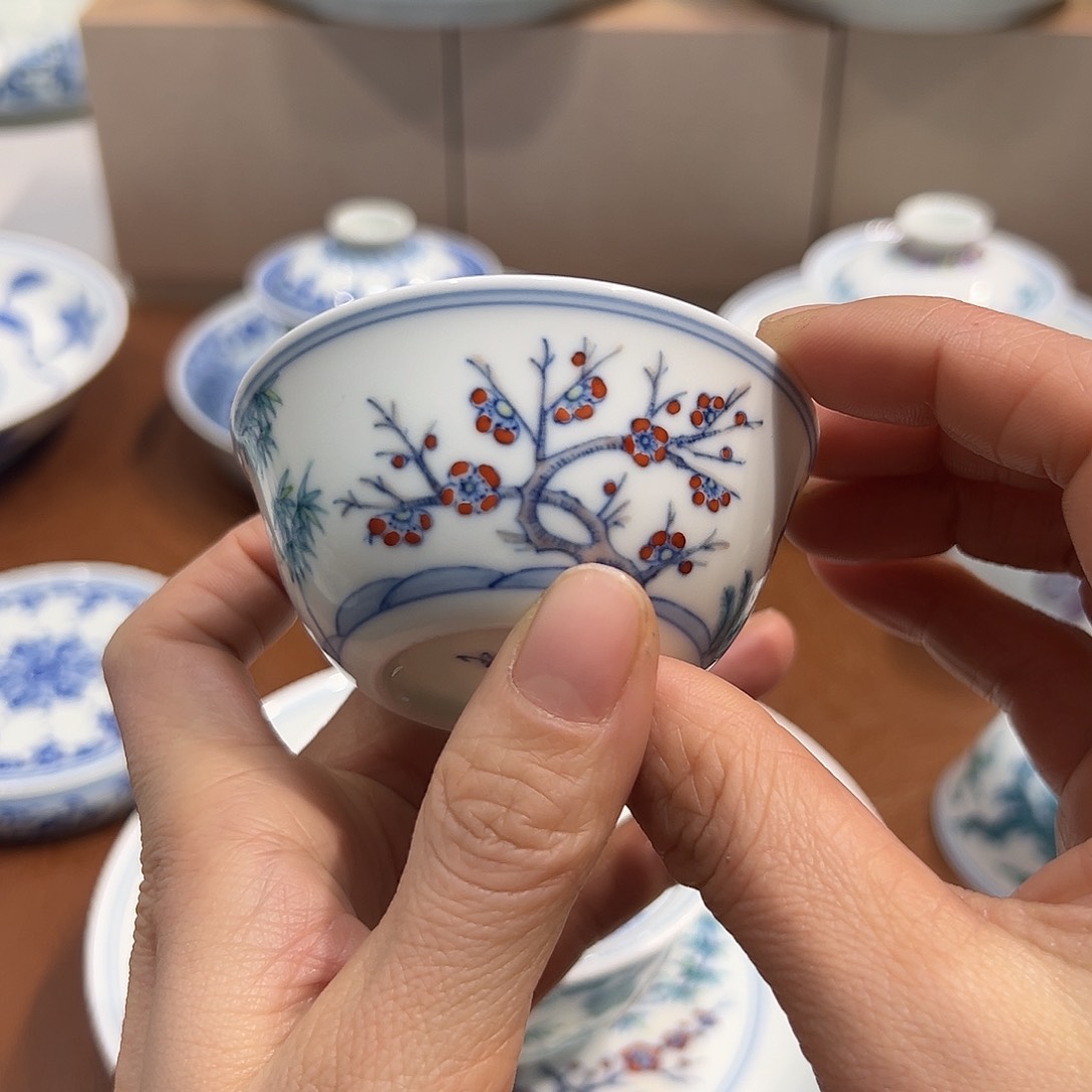 杯子斗彩松竹梅小杯60毫升