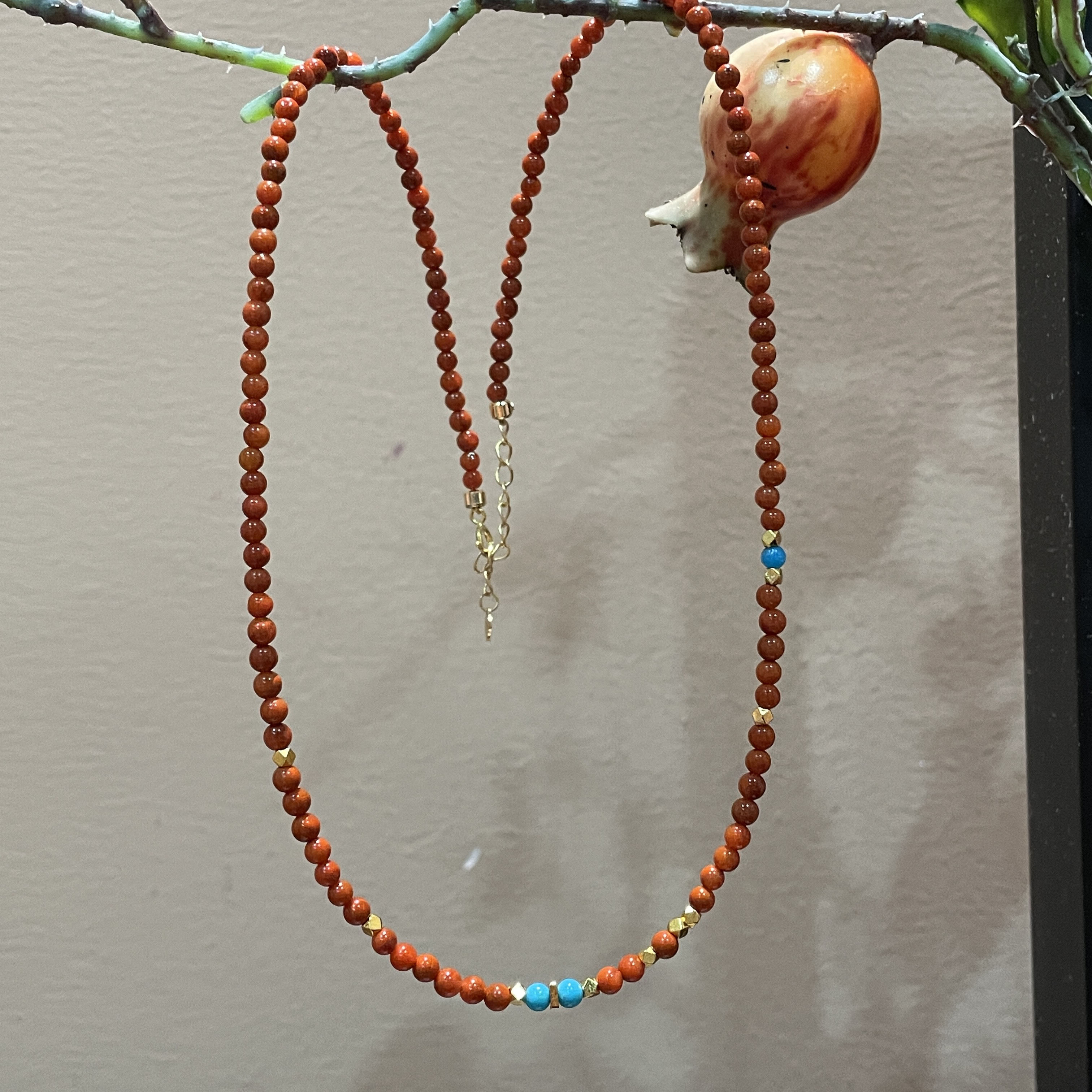 s925银南红“秋艳”新中式时尚项链nhxl009 约卡3mm nhxl009