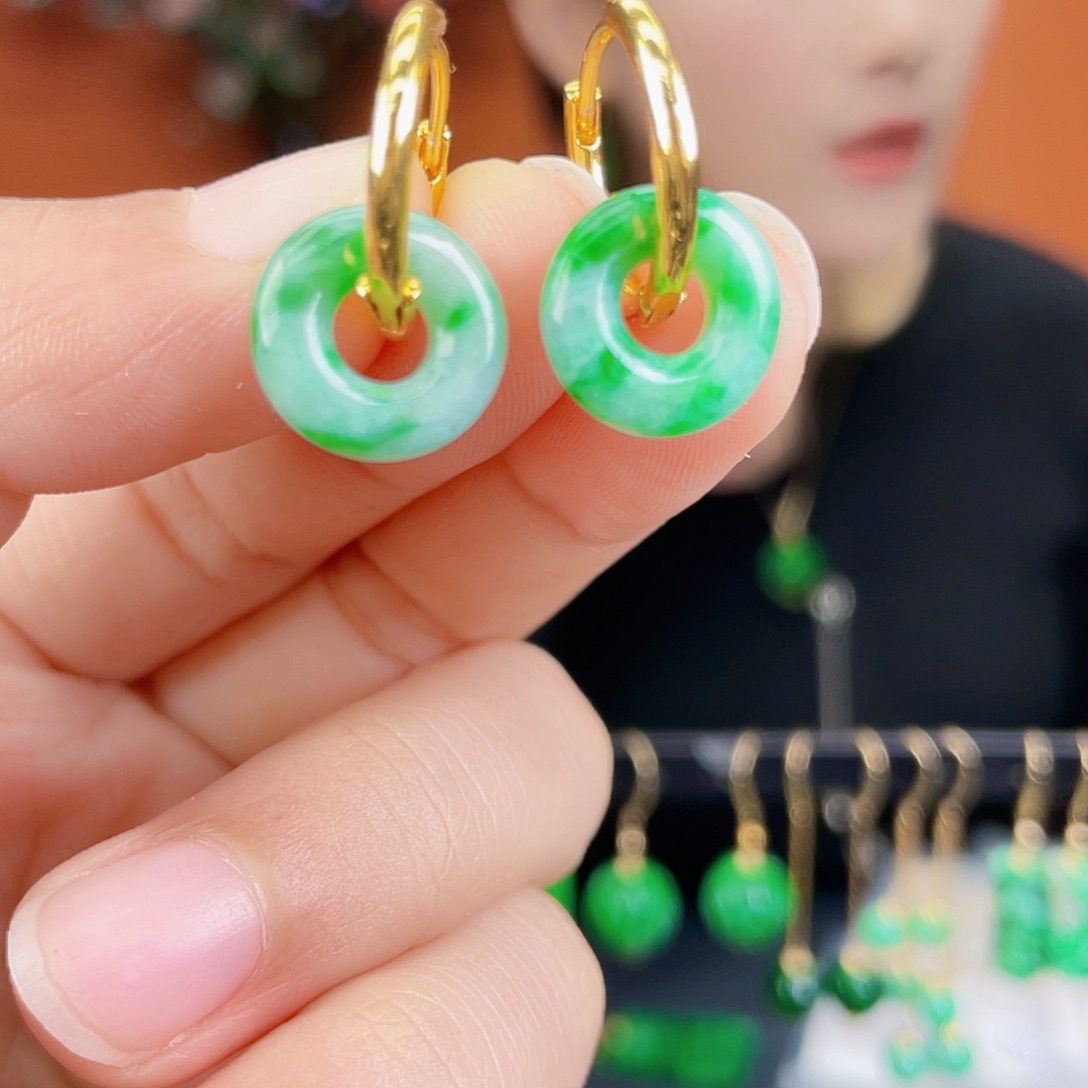 翡翠未镶嵌耳饰饰品