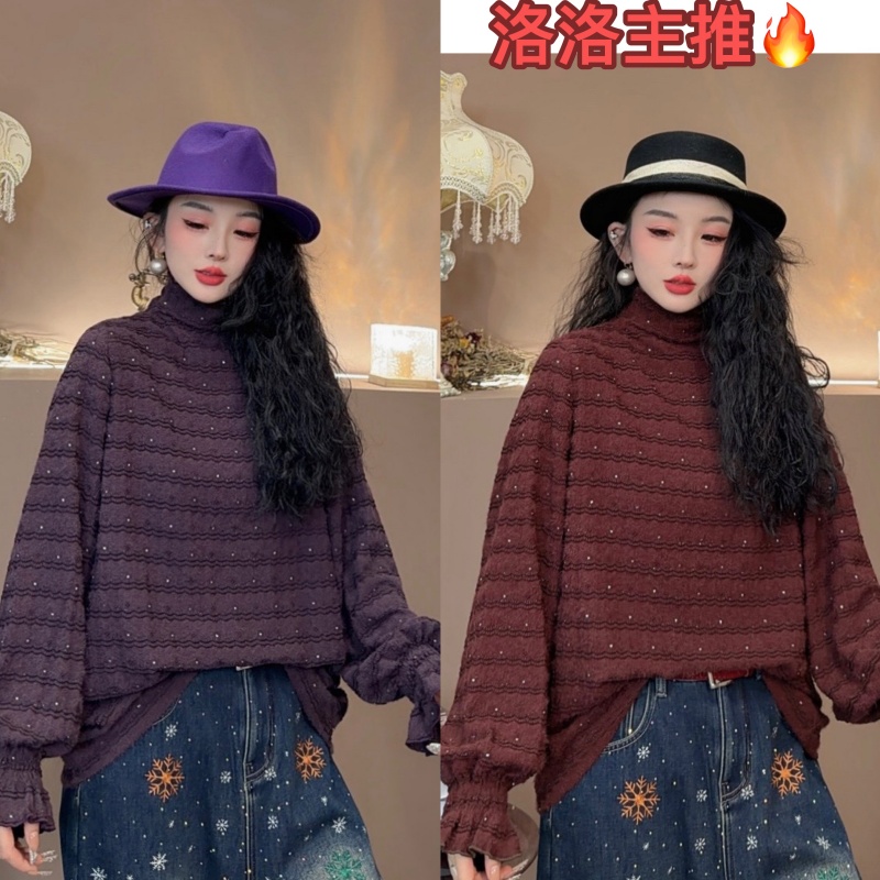 【亿火】冬季新款时尚百搭减龄休闲风常规款高领针织衫C101-99953