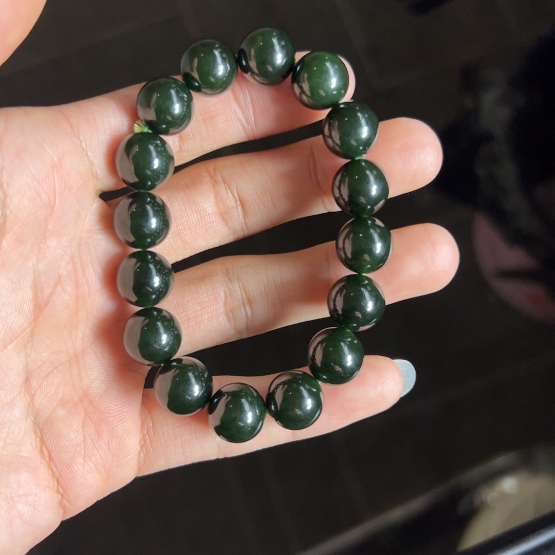 和田玉手链未镶嵌浅*