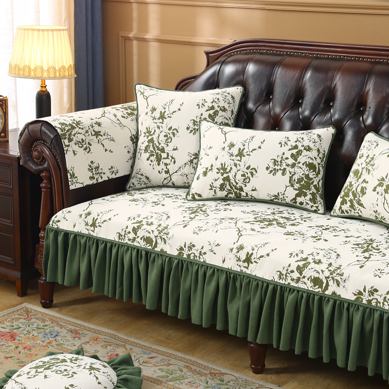 皮沙发垫套防滑欧式现代轻奢高档沙发垫四季通用同款抱枕套餐椅垫