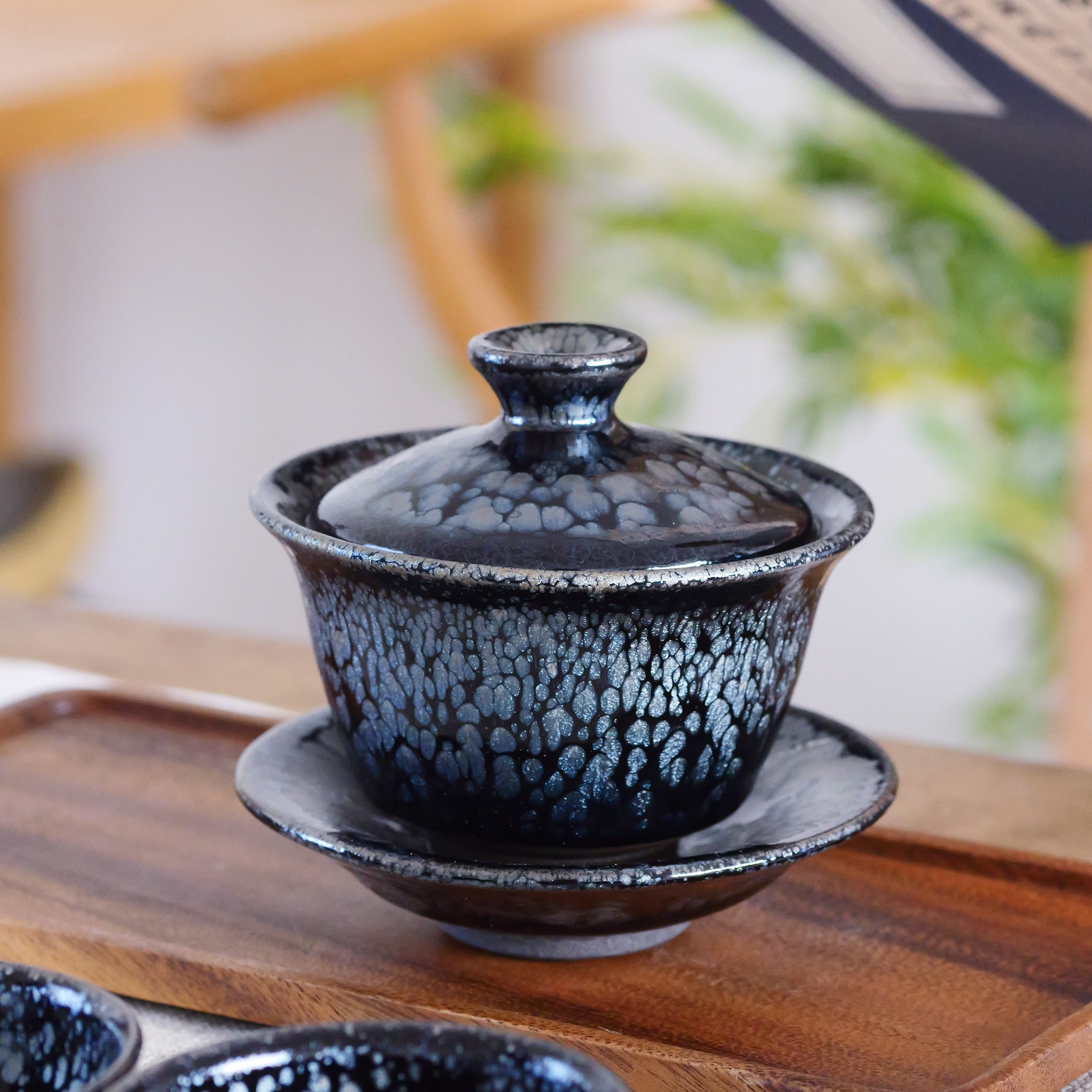 建盏建盏非遗传承人邹云源高温油滴茶具全手工礼盒套装