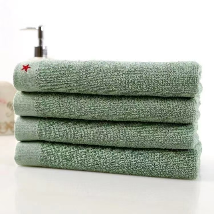 绿色擦脸棉线配版毛巾
