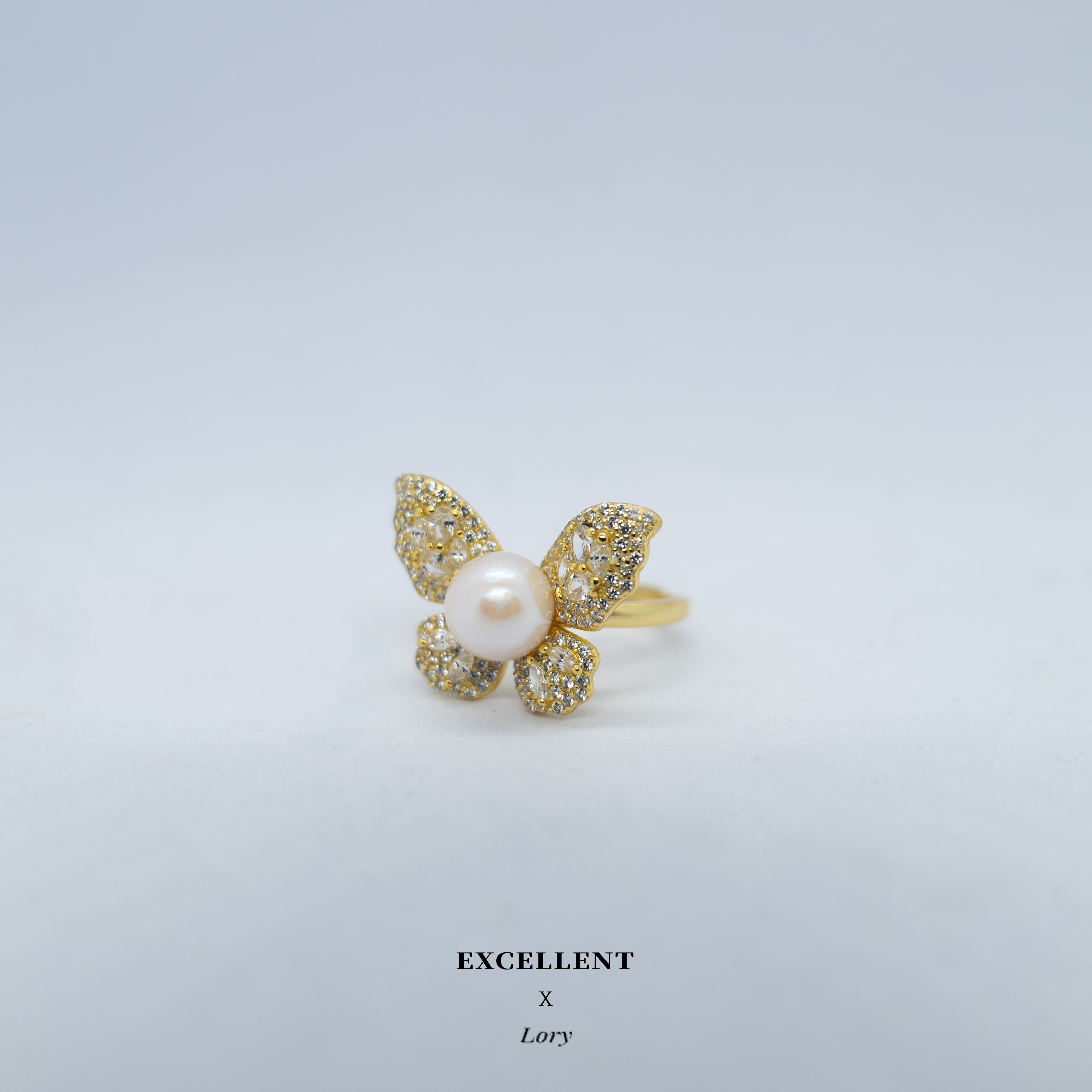 【Lory轻奢】S925 8mm 海羽皇金蝴蝶戒指437