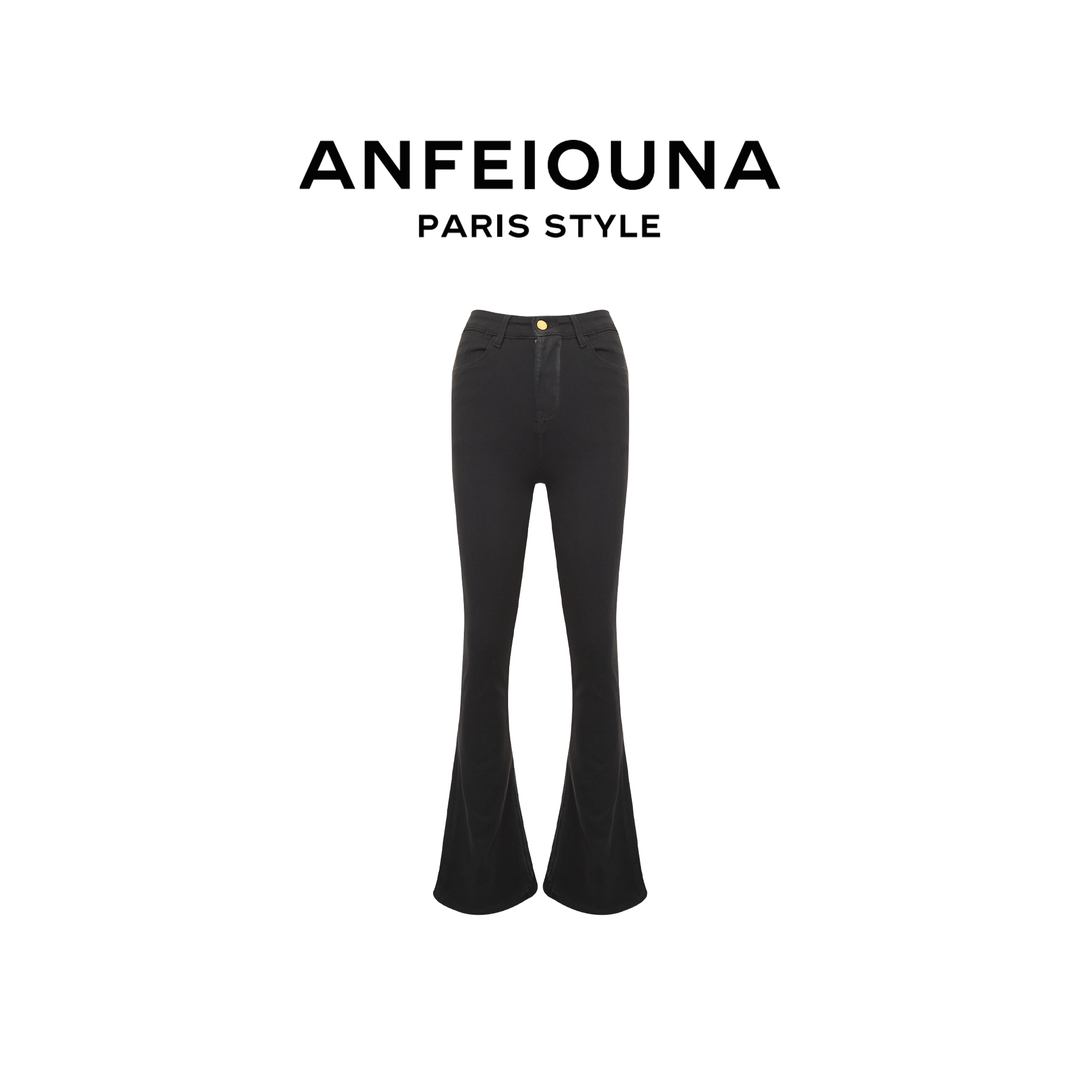 2024新款显瘦修身重工女士微喇叭马蹄裤子女1081