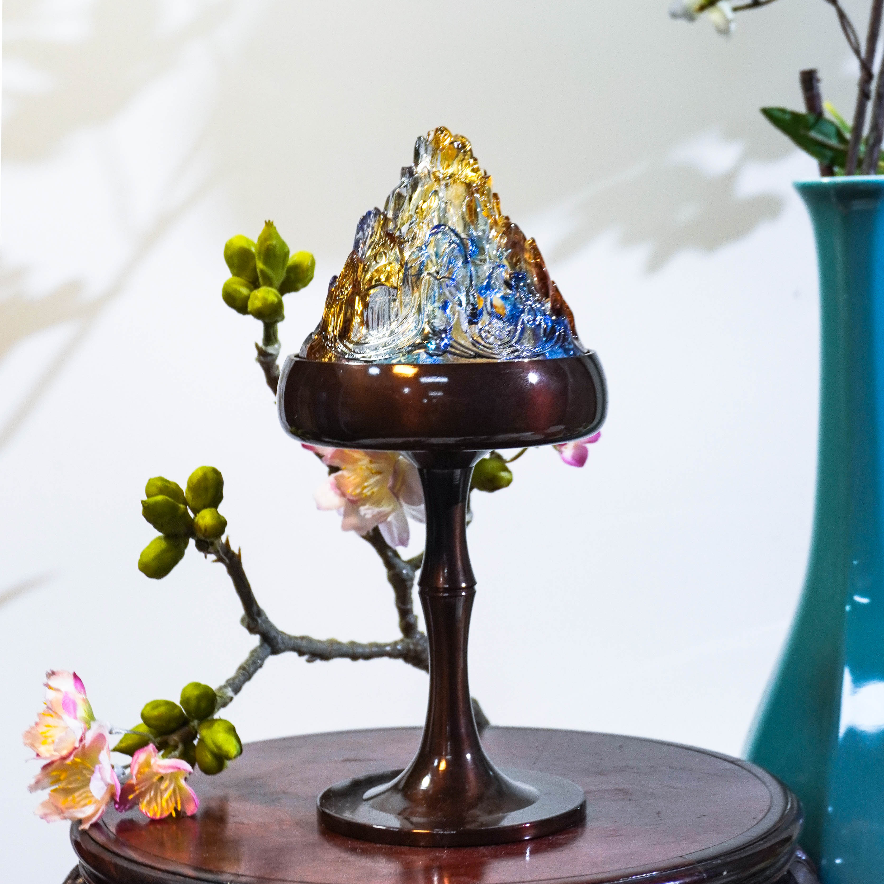 中式琉璃博山炉香炉礼盒室内香薰炉摆件组合