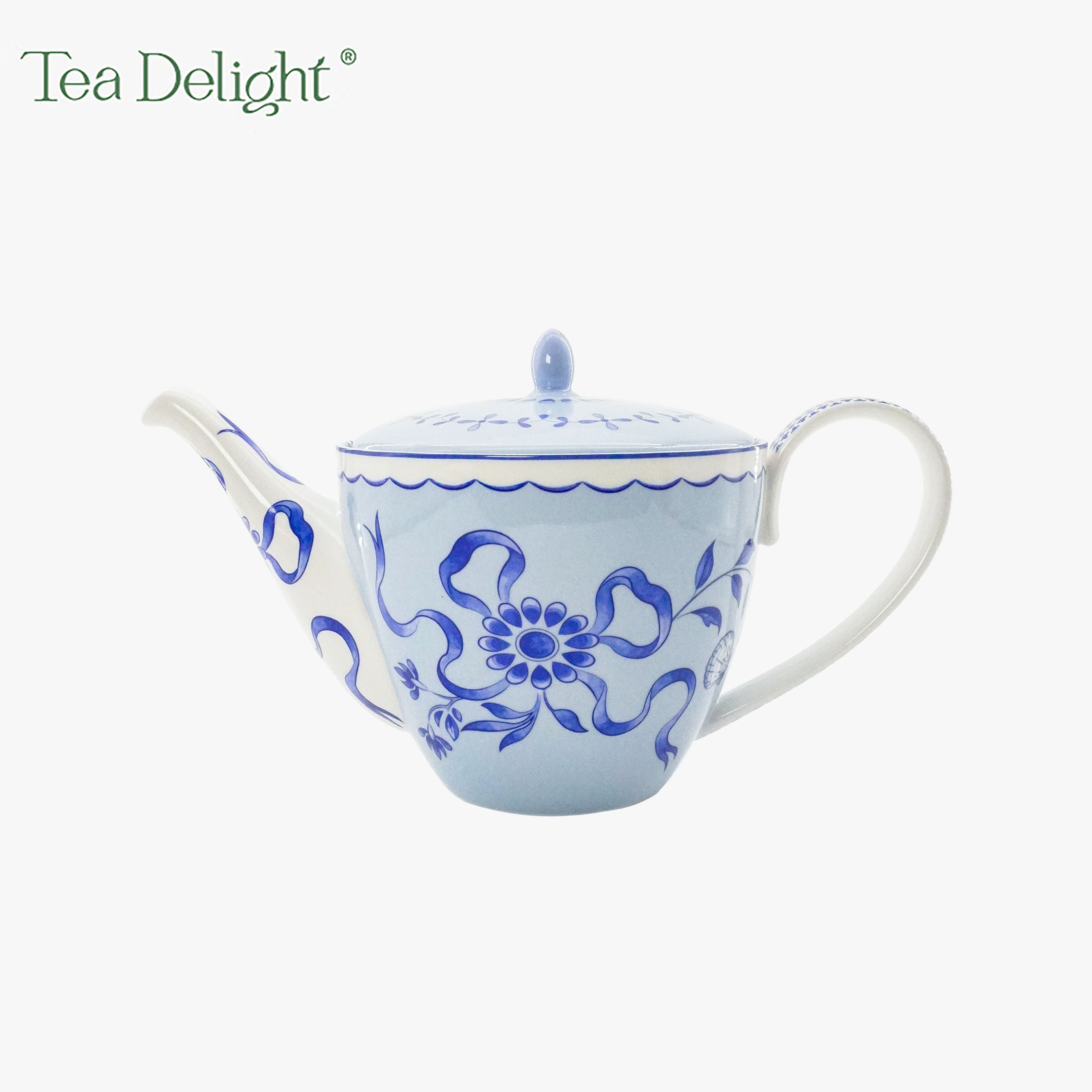 茶欢Tea Delight 庞贝古城蓝丝带骨瓷茶壶泡茶壶糖缸奶缸奶罐糖罐