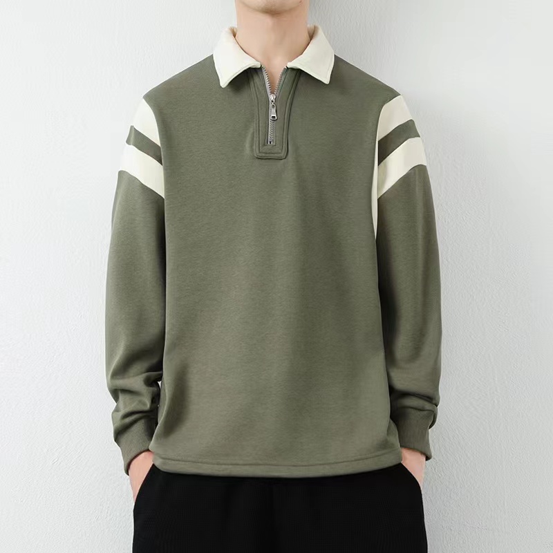 长袖卫衣男秋季新款潮牌半拉链男士套头POLO衫秋季透气内搭上衣