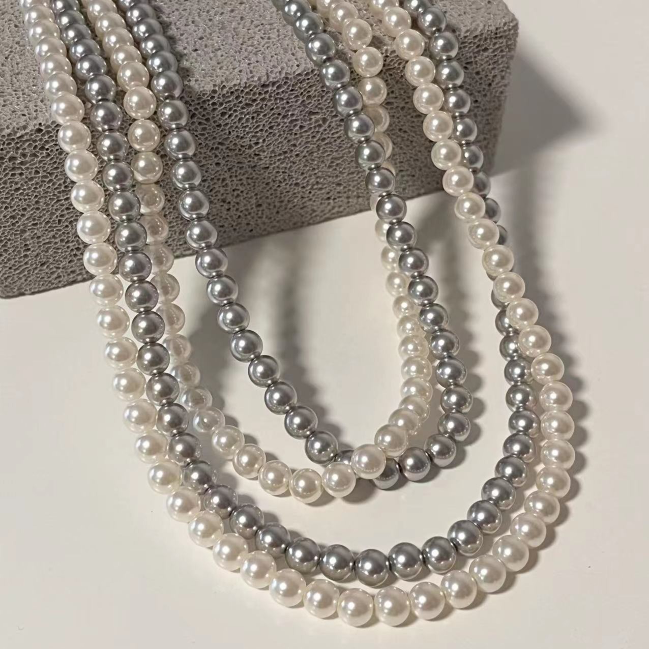 合金仿珍珠项链 超长高亮5mm珠项链 可单层、双层、三层戴