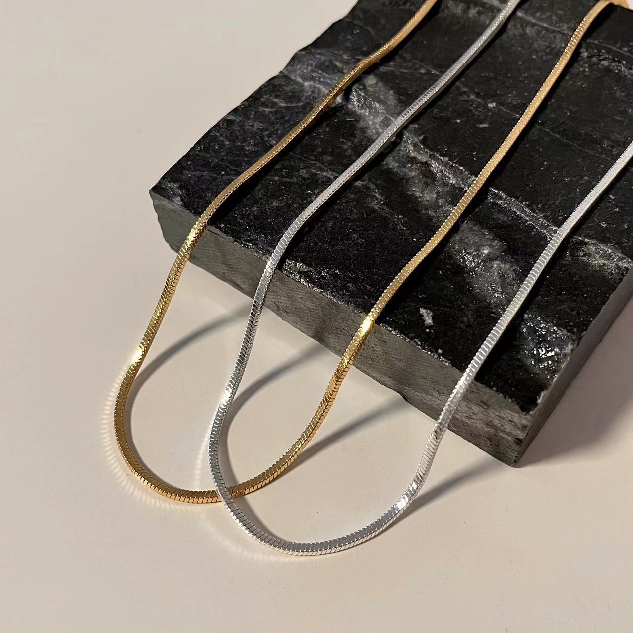 合金项链 经典百搭 方形立体蛇骨项链 2mm、1.5mm